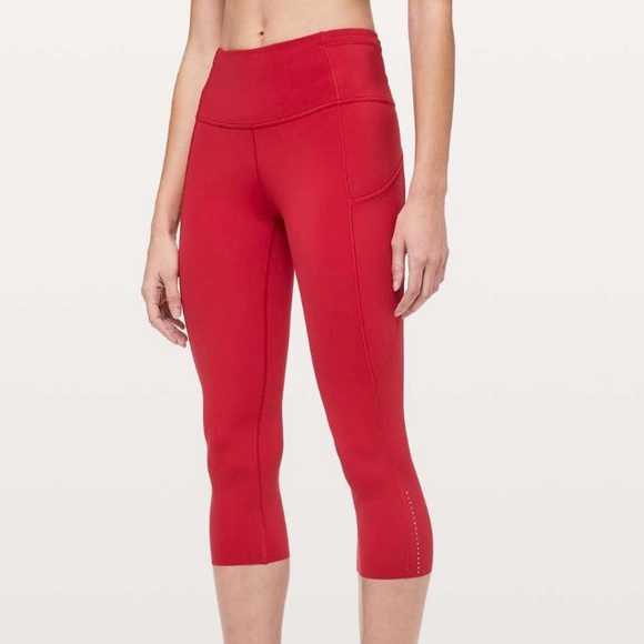 NWOT Lululemon Fast & Free Crop 19" in Dark Red - Picture 1 of 7